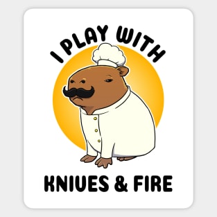 I play with knives and fire Capybara Chef Sticker